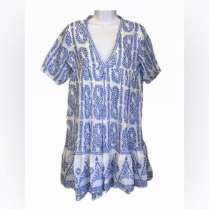 Vintage Ibiza Blue and White Dress Size M